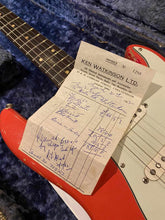 Load image into Gallery viewer, 1961 Fender Stratocaster Fiesta Red 1 Artist Owner! Original Sales Receipt, Hang Tag, Case! 60s Vintage Guitar!
